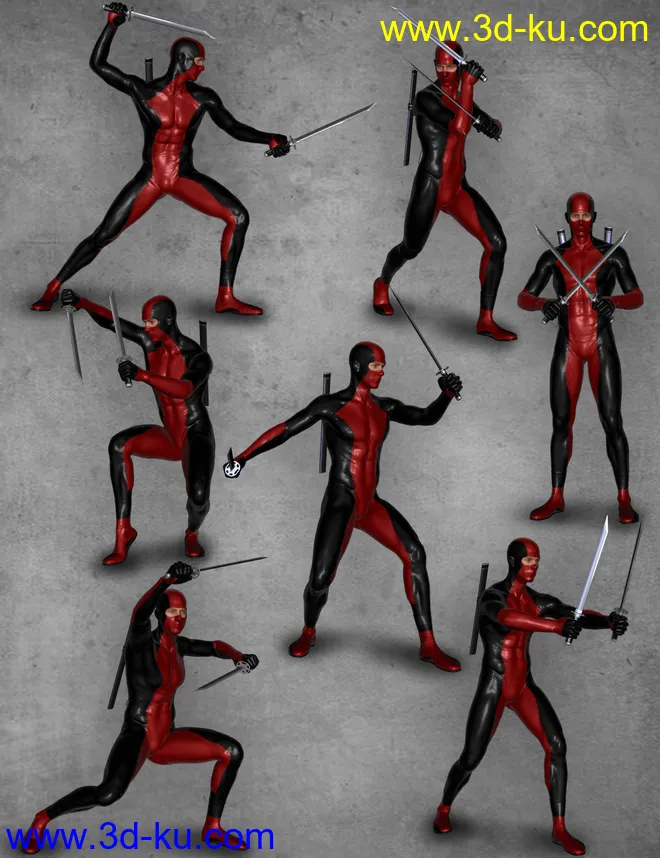 Modern Ninja Blades Poses for Genesis 2 Male(s)模型的图片4