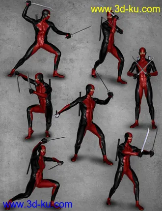 3D打印模型Modern Ninja Blades Poses for Genesis 2 Male(s)的图片