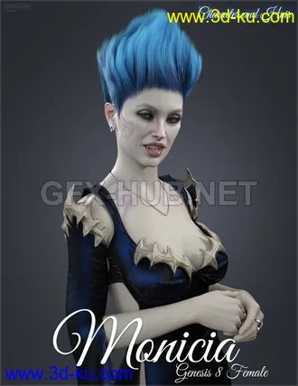 3D打印模型Monicia Character and Hair for Genesis 8 Female的图片