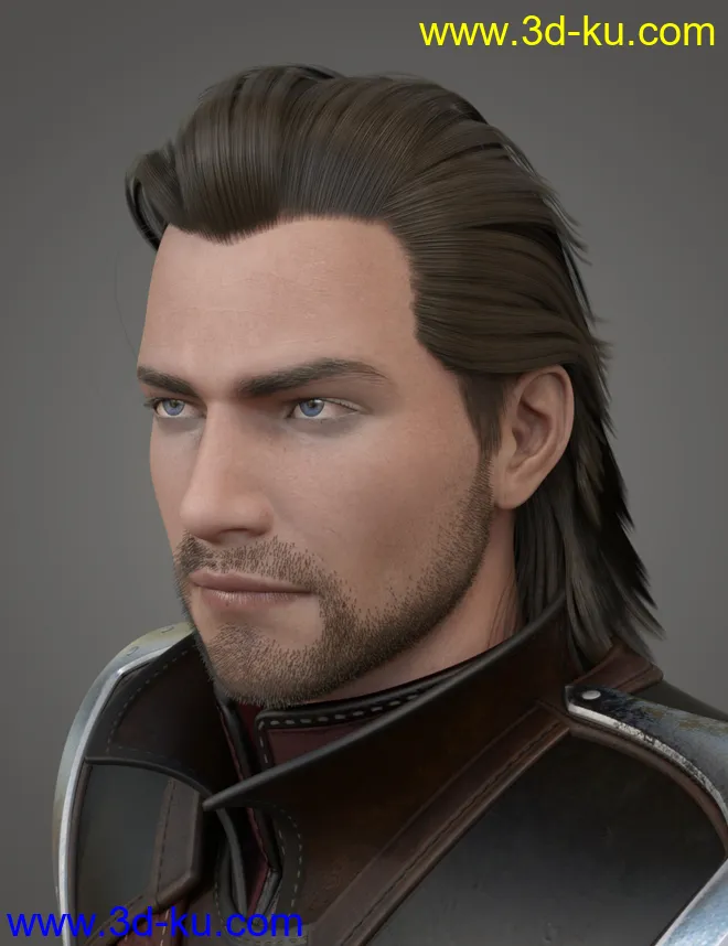 Monster Slayer Hair and Beard for Genesis 8 Males模型的图片2