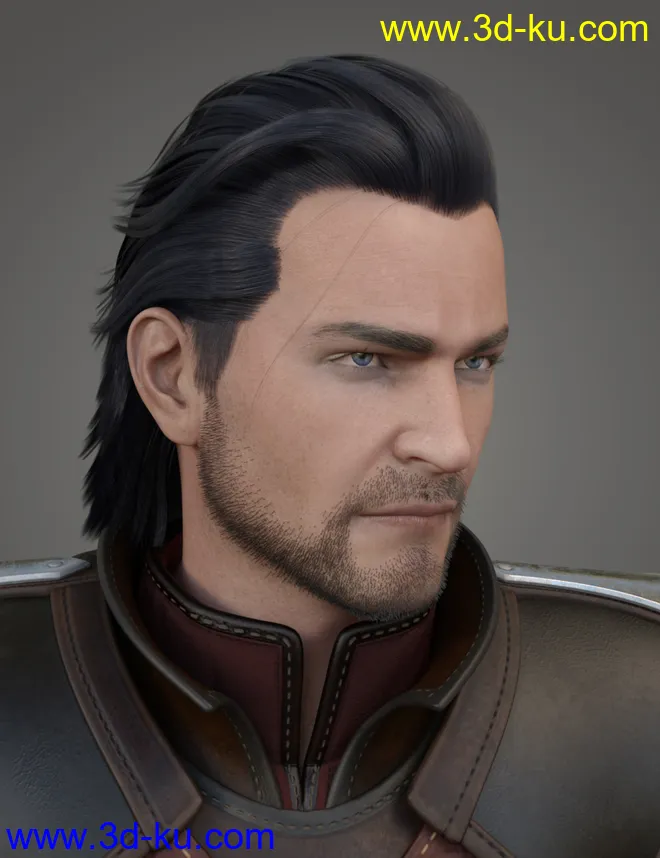 Monster Slayer Hair and Beard for Genesis 8 Males模型的图片4