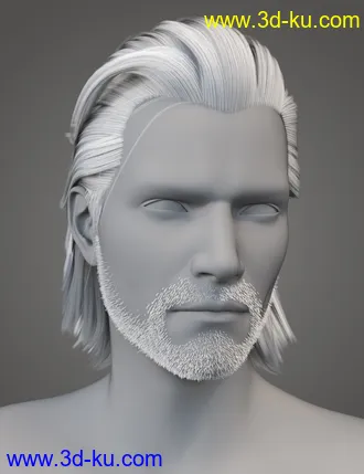 3D打印模型Monster Slayer Hair and Beard for Genesis 8 Males的图片