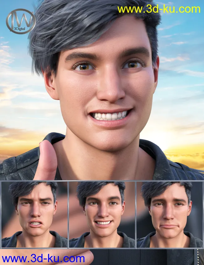 New Faces Expressions for Genesis 8.1 Male and Michael 8.1模型的图片1