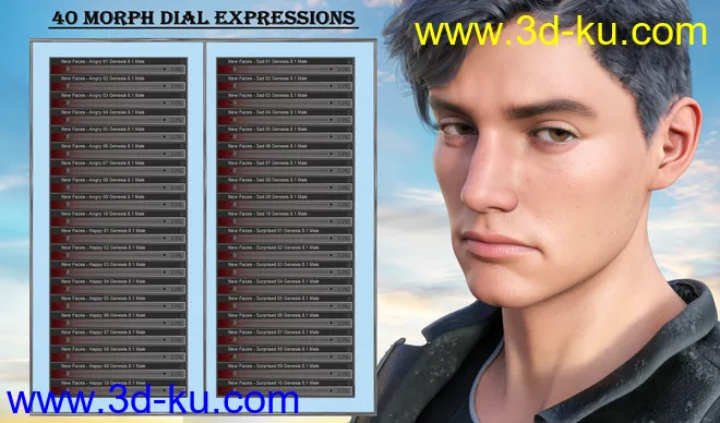 New Faces Expressions for Genesis 8.1 Male and Michael 8.1模型的图片3