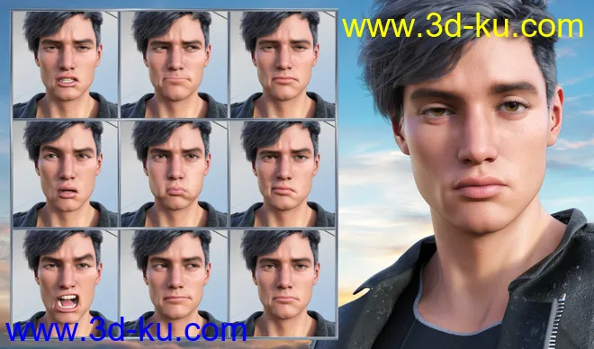 New Faces Expressions for Genesis 8.1 Male and Michael 8.1模型的图片4