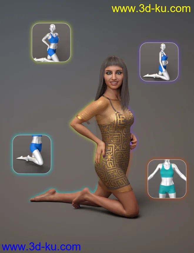 NG Build Your Own Kneeling Poses for Genesis 8 Female模型的图片1