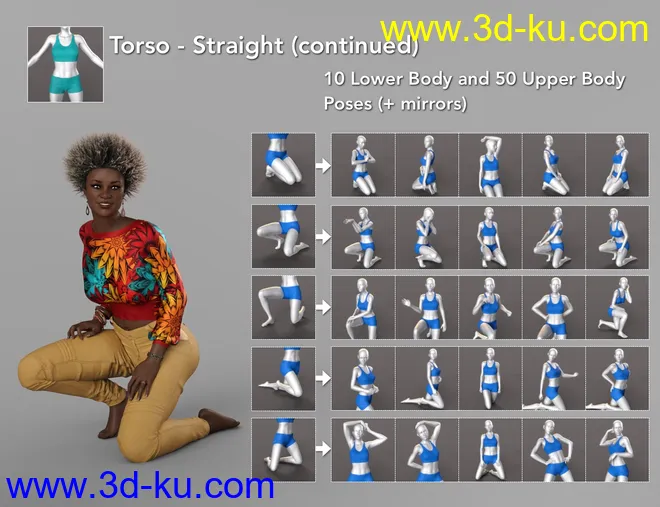 NG Build Your Own Kneeling Poses for Genesis 8 Female模型的图片4