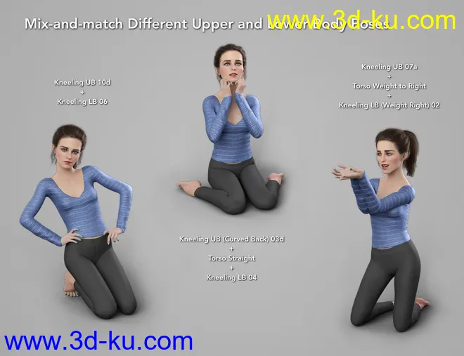 NG Build Your Own Kneeling Poses for Genesis 8 Female模型的图片8