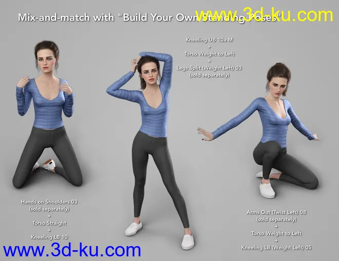 NG Build Your Own Kneeling Poses for Genesis 8 Female模型的图片9