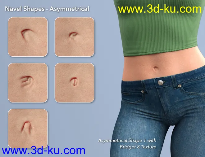 NG HD Navel Morphs for Genesis 8 and 8.1 Female模型的图片3
