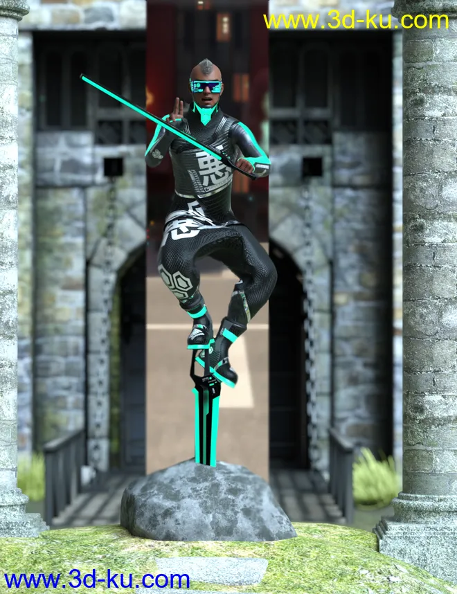 Night Sword Poses for Genesis 8 and 8.1 Male模型的图片2