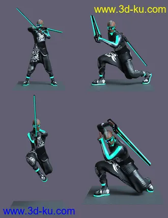 3D打印模型Night Sword Poses for Genesis 8 and 8.1 Male的图片