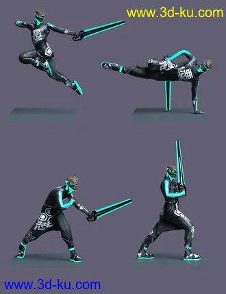 3D打印模型Night Sword Poses for Genesis 8 and 8.1 Male的图片