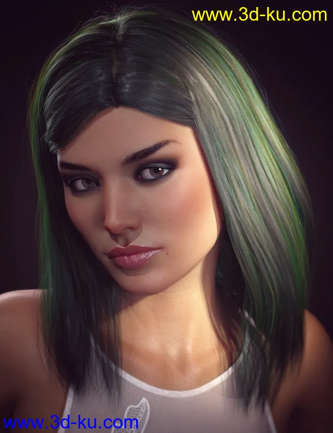 Nirv Medium Straight Hair for Genesis 8 Females模型的图片3