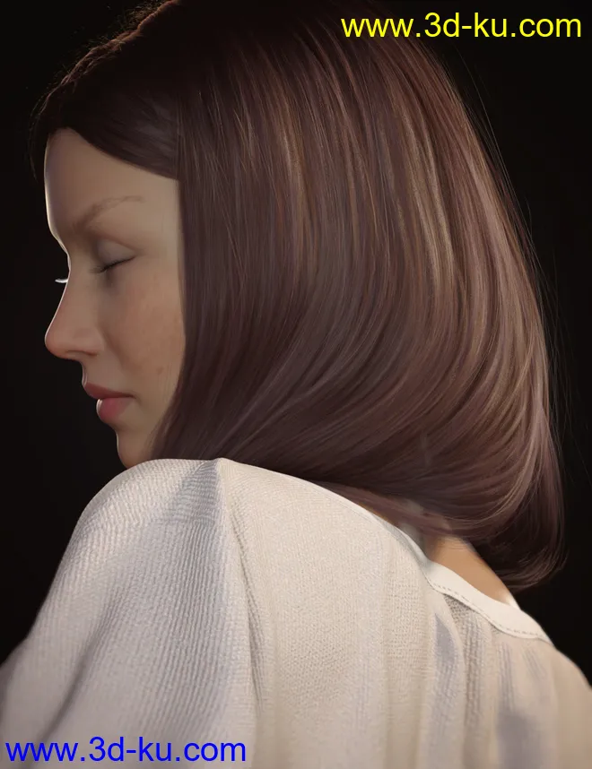 Nirv Medium Straight Hair for Genesis 8 Females模型的图片4