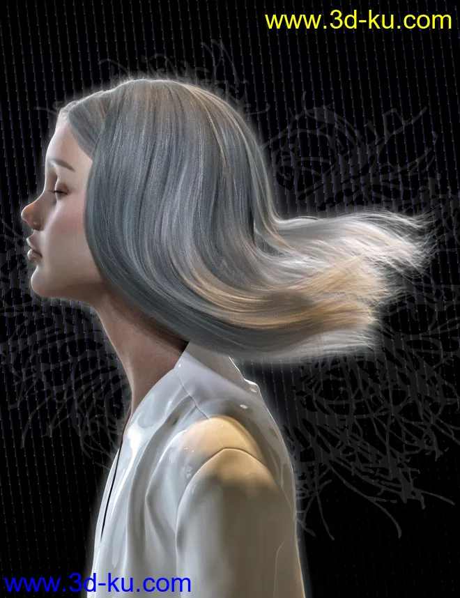 Nirv Medium Straight Hair for Genesis 8 Females模型的图片6