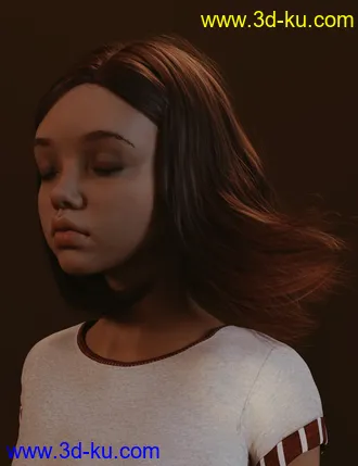 3D打印模型Nirv Medium Straight Hair for Genesis 8 Females的图片
