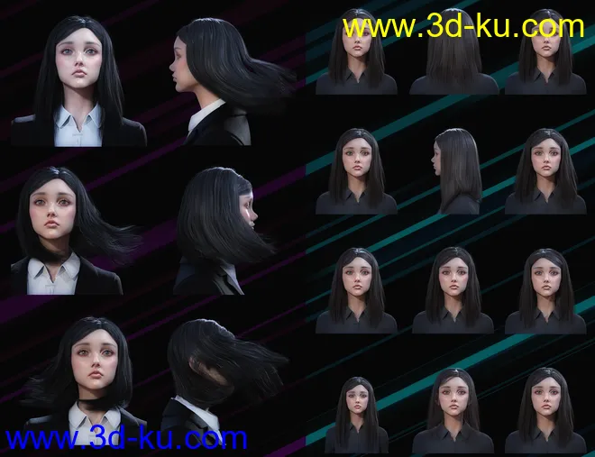 Nirv Medium Straight Hair for Genesis 8 Females模型的图片8