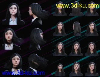 3D打印模型Nirv Medium Straight Hair for Genesis 8 Females的图片