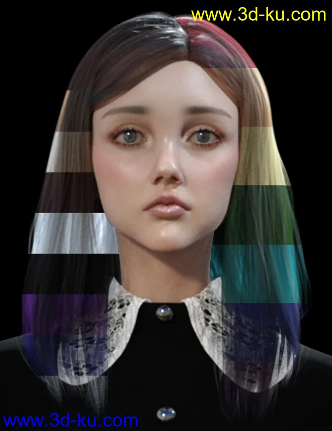 Nirv Medium Straight Hair for Genesis 8 Females模型的图片9