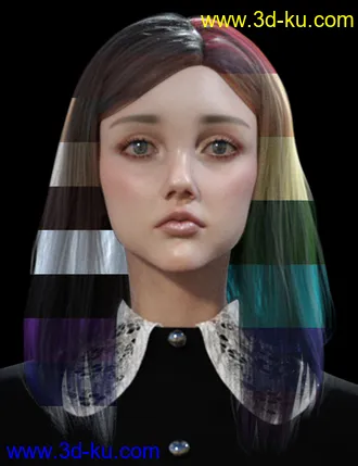 3D打印模型Nirv Medium Straight Hair for Genesis 8 Females的图片
