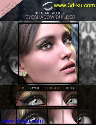 3D打印模型Nude Metallics Eyeshadow Builder Genesis 8 Females Merchant Resource的图片