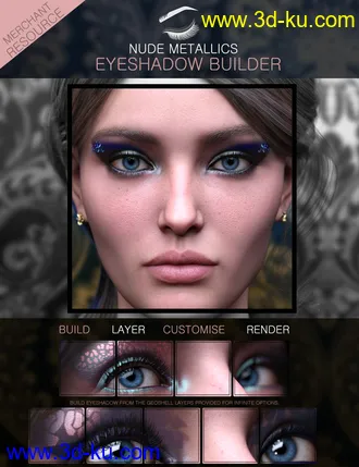 3D打印模型Nude Metallics Eyeshadow Builder Genesis 8 Females Merchant Resource的图片