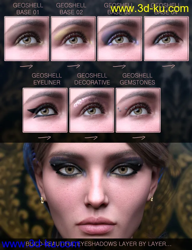 Nude Metallics Eyeshadow Builder Genesis 8 Females Merchant Resource模型的图片3
