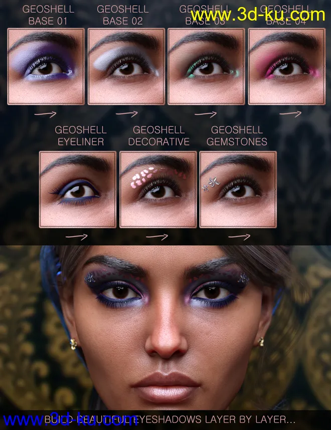 Nude Metallics Eyeshadow Builder Genesis 8 Females Merchant Resource模型的图片4