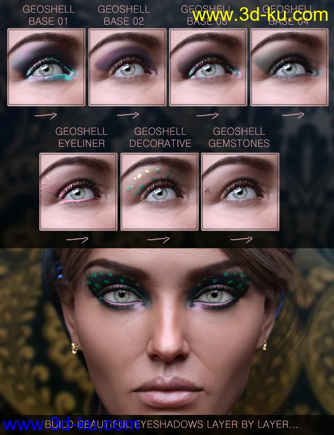 Nude Metallics Eyeshadow Builder Genesis 8 Females Merchant Resource模型的图片5