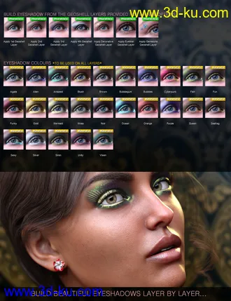 3D打印模型Nude Metallics Eyeshadow Builder Genesis 8 Females Merchant Resource的图片
