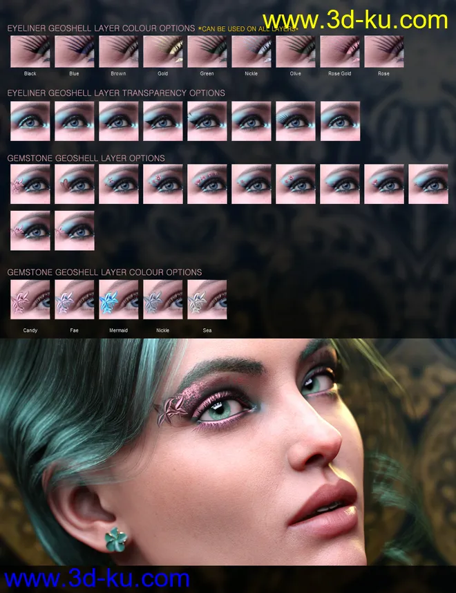 Nude Metallics Eyeshadow Builder Genesis 8 Females Merchant Resource模型的图片8