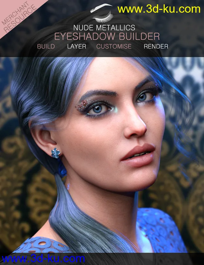 Nude Metallics Eyeshadow Builder Genesis 8 Females Merchant Resource模型的图片10