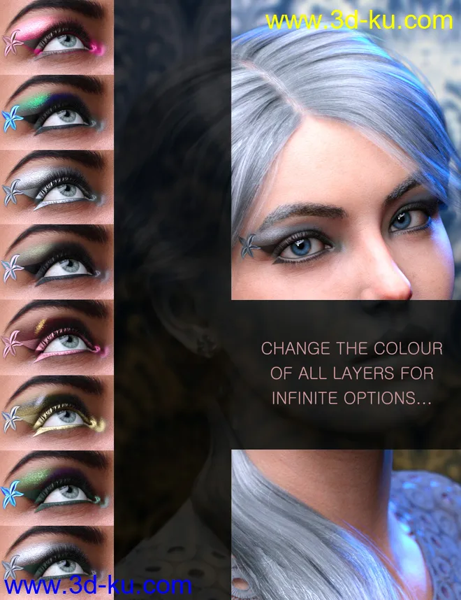 Nude Metallics Eyeshadow Builder Genesis 8 Females Merchant Resource模型的图片14