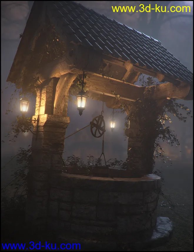 Old Village Wishing Well Iray模型的图片1