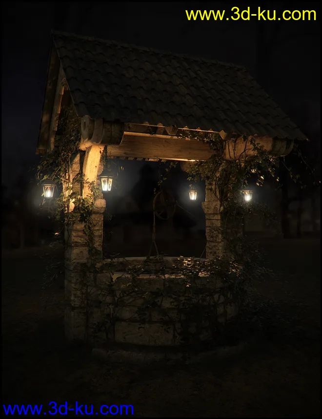 Old Village Wishing Well Iray模型的图片2