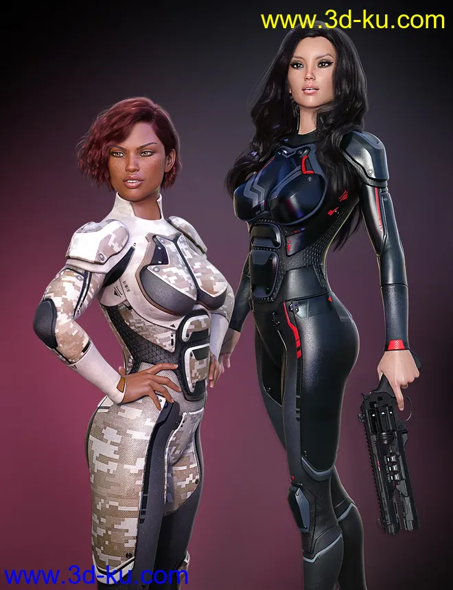 OMNI Suit for Genesis 8 and 8.1 Female Outfit Textures模型的图片2