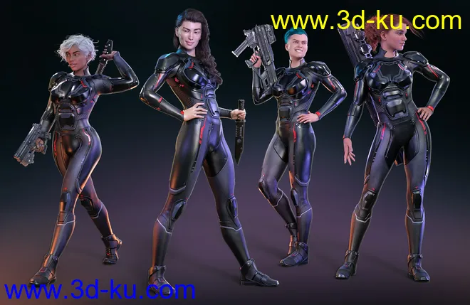 OMNI Suit for Genesis 8 and 8.1 Female Outfit Textures模型的图片3