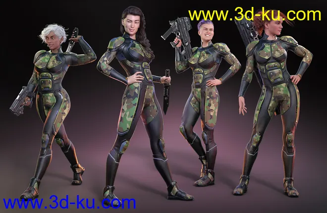 OMNI Suit for Genesis 8 and 8.1 Female Outfit Textures模型的图片4