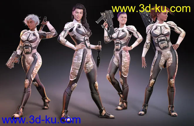 OMNI Suit for Genesis 8 and 8.1 Female Outfit Textures模型的图片6