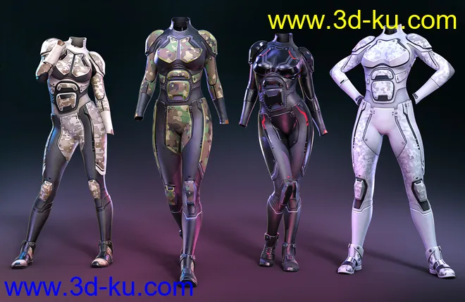 OMNI Suit for Genesis 8 and 8.1 Female Outfit Textures模型的图片7