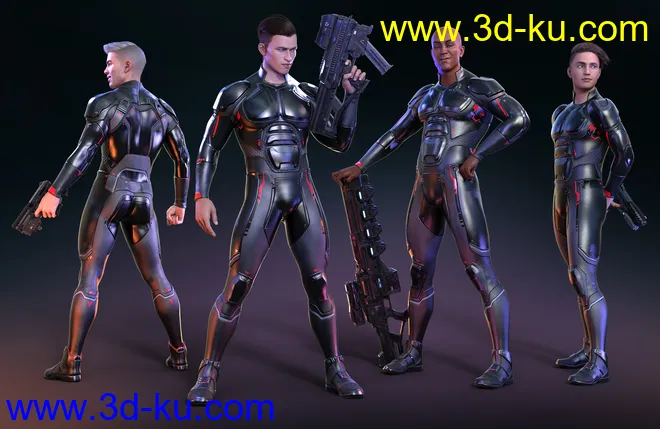 OMNI Suit for Genesis 8 and 8.1 Male Outfit Textures模型的图片3