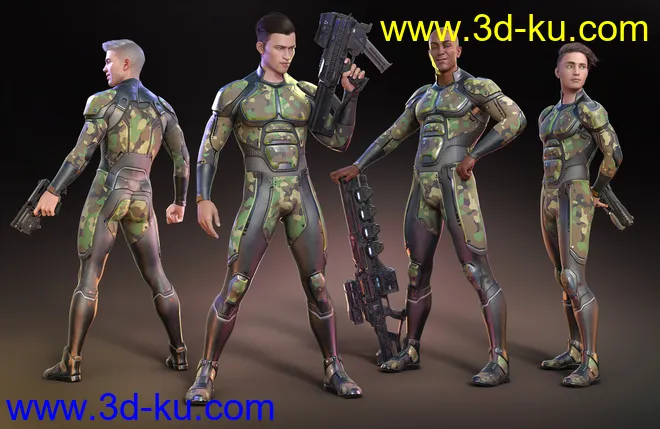 OMNI Suit for Genesis 8 and 8.1 Male Outfit Textures模型的图片6