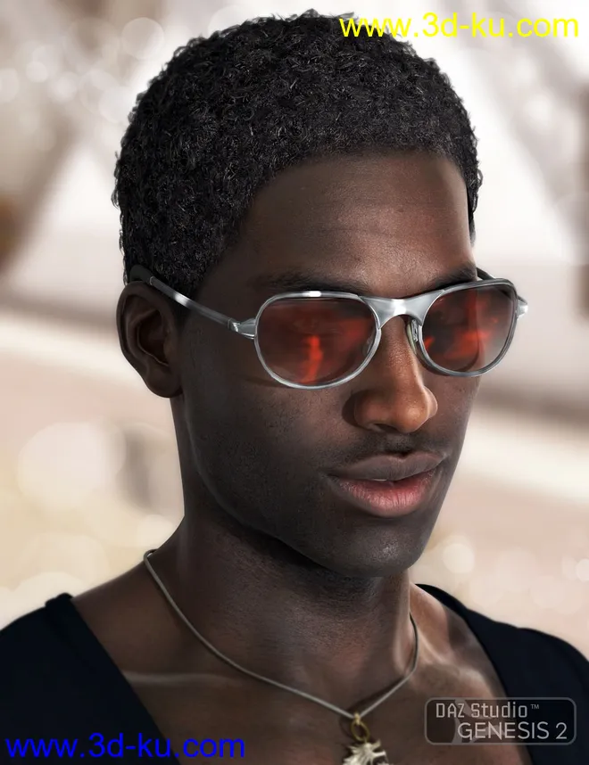 Omri Hair for Genesis 2 Male(s)模型的图片2