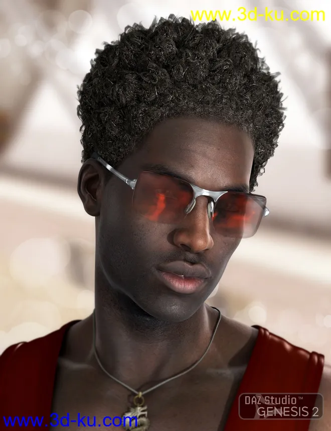 Omri Hair for Genesis 2 Male(s)模型的图片3