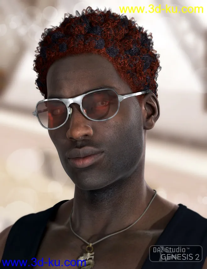 Omri Hair for Genesis 2 Male(s)模型的图片5