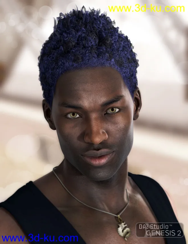 Omri Hair for Genesis 2 Male(s)模型的图片6