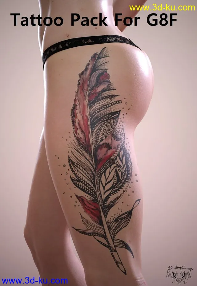 Pack tatouage pour G8F - Leg tattoos for G8F模型的图片1