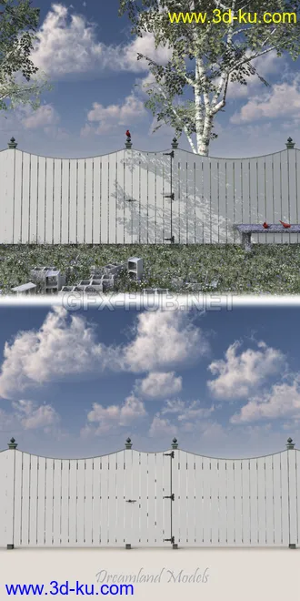 3D打印模型Painted Six Foot Arched Fence OBJ的图片