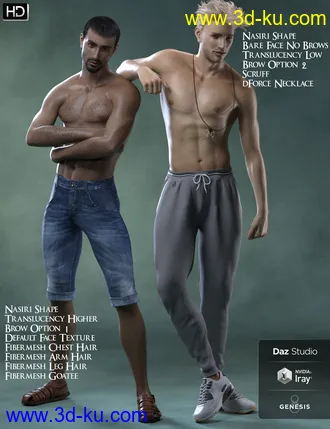 3D打印模型Phx Nasiri HD and Necklace for Genesis 8 Male的图片